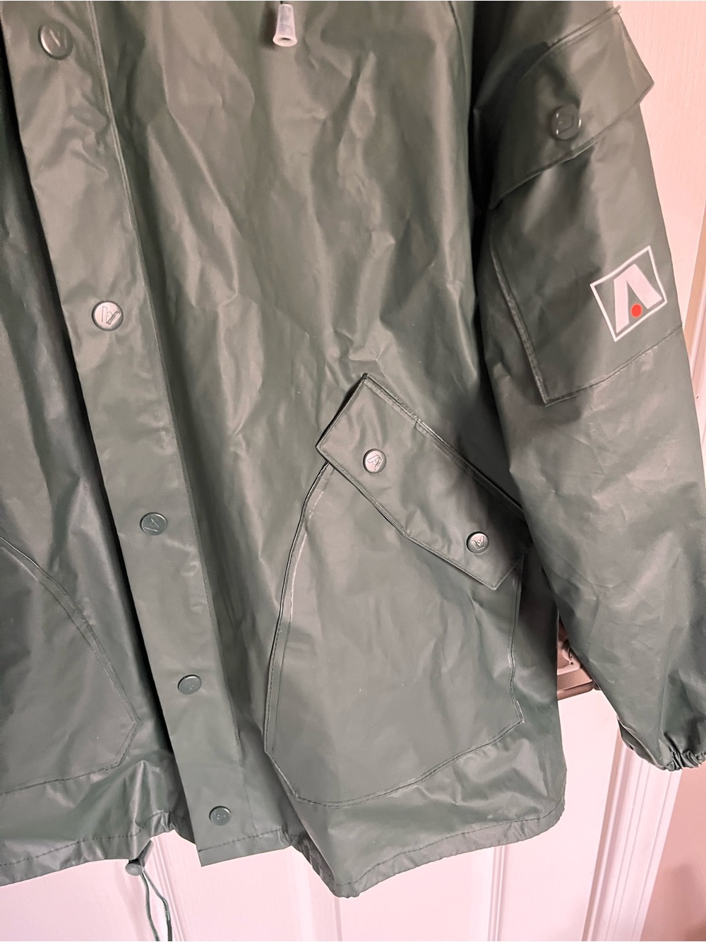Vintage Academy Broadway Corp Hooded Long Rain Coat Jacket Green Men Size M - Picture 4 of 15